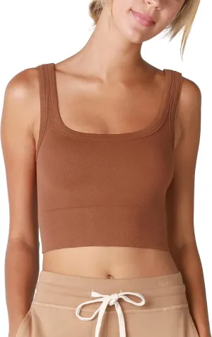 NIKIBIKI Women Seamless Chevron Ribbed Crop Top, Made in U.S.A, One Size