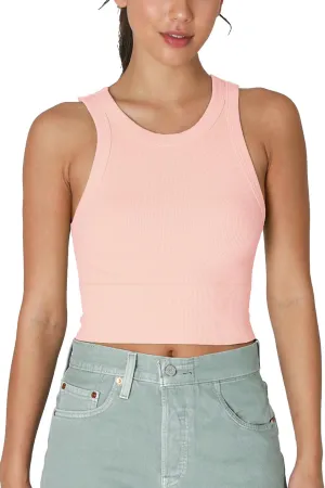 NIKIBIKI Women Seamless Ribbed High Neck Crop Top, Made in U.S.A, One Size