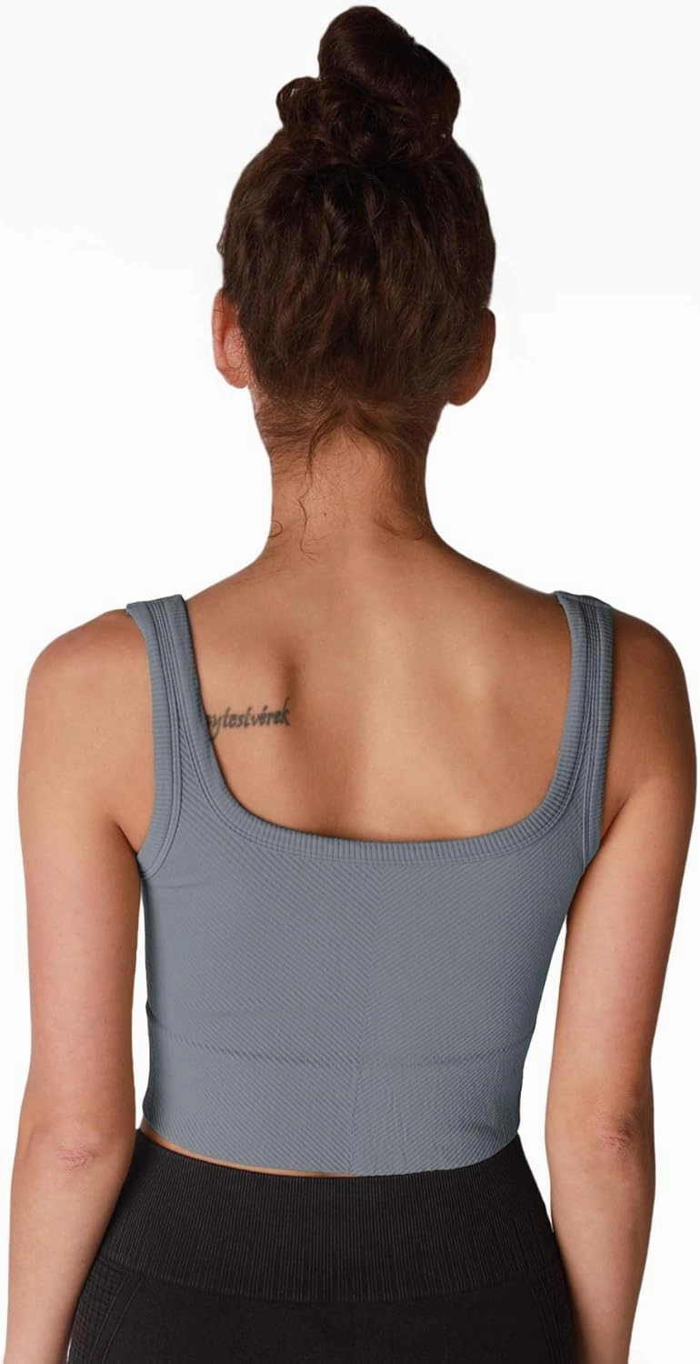 NIKIBIKI Women Seamless Chevron Ribbed Crop Top, Made in U.S.A, One Size