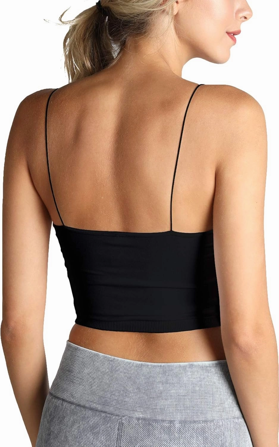 NIKIBIKI Women Seamless Spaghetti Strap Crop Top Cami, Made in U.S.A, One Size