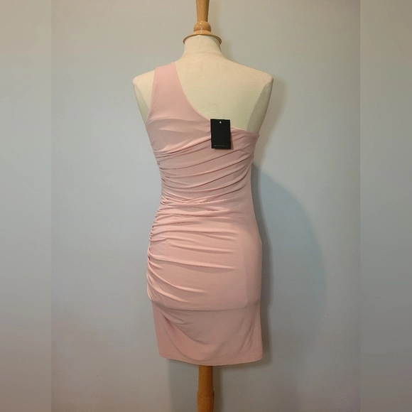 NWOT Michael Costello x REVOLVE One Shoulder Ruched Cocktail Mini Dress SZ S