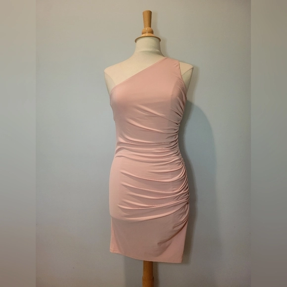 NWOT Michael Costello x REVOLVE One Shoulder Ruched Cocktail Mini Dress SZ S