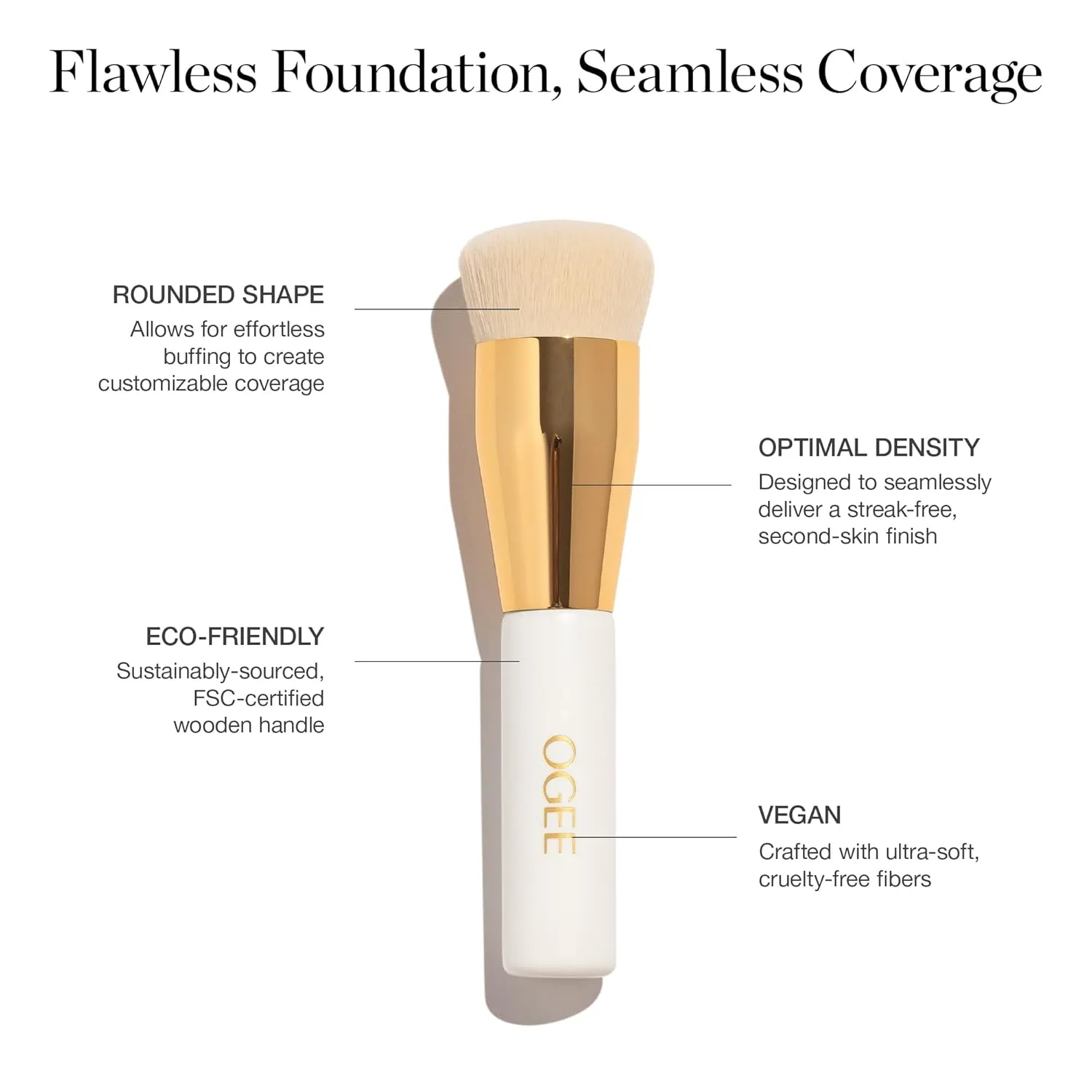 Ogee Makeup Brush Set - Includes Professional Quality Foundation Blender Brush, Ultra-Soft, Precision Brush & Makeup Brush Cleaner