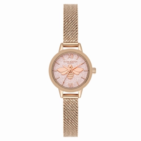 Olivia Burton Rose Gold Steel Mesh Light Blush Dial Women's Watch - 24000229