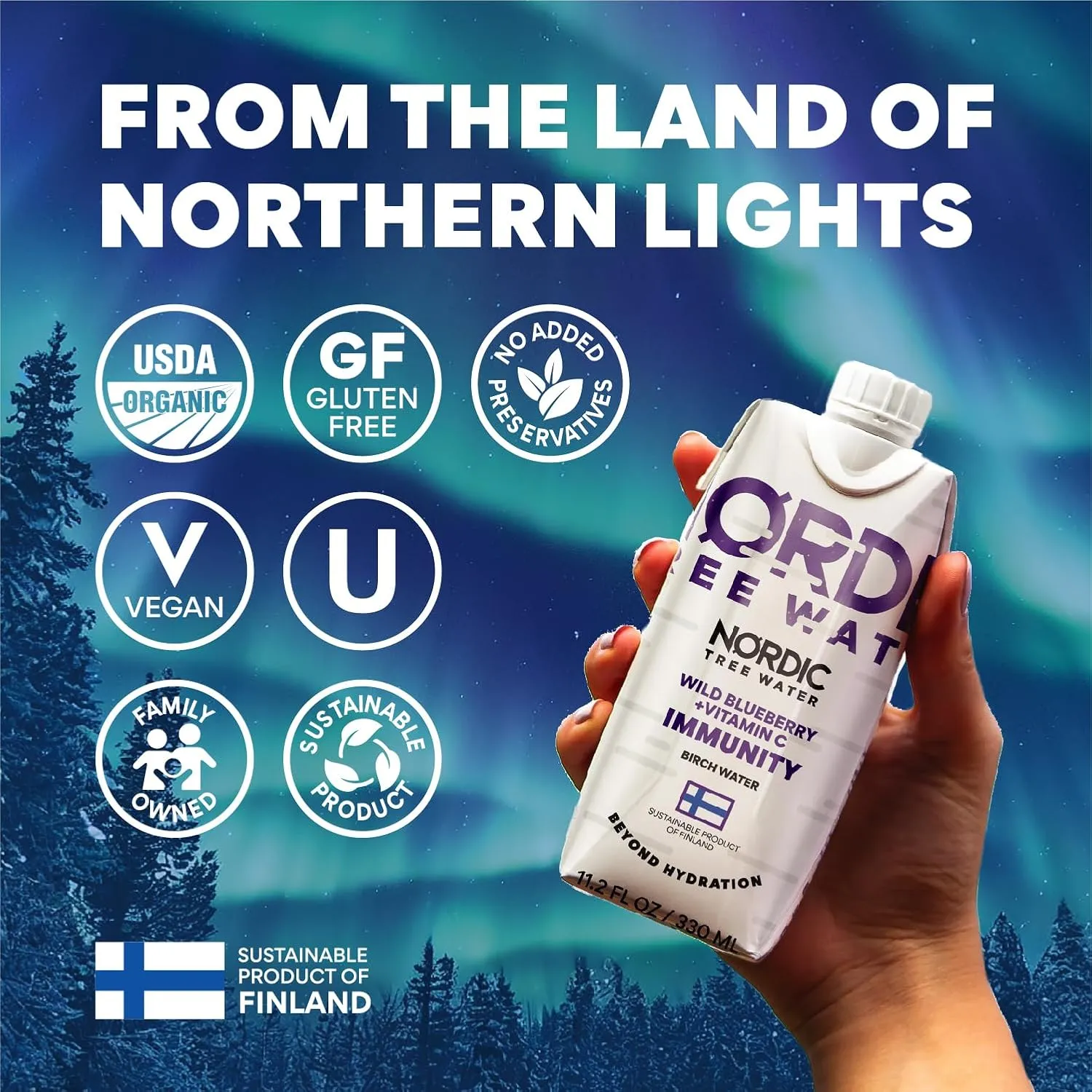 Organic Birch Tree Water IMMUNITY - Antioxidant-Rich Hydration, Immune Support Superdrink, Sustainably Harvested in Finland, BPA-Free Tetra Pak (Pack of 12)