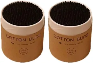 Organic Cotton Swabs - Ultra Soft Tips - Sturdy and Durable - Hypoallergenic - Chlorine Free - Sustainable - Natural, Vegan & Cruelty Free - Skin Care & Self Care (Black)