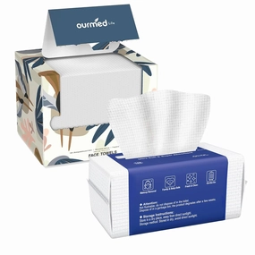 Ourmed Life Face Towels 50 & 100, Disposable Biodegradable Facial Towels for Sensitive Skin, Lint- free Face Wipes for Washing Face, Skincare and Makeup Remover, Dry Wipes