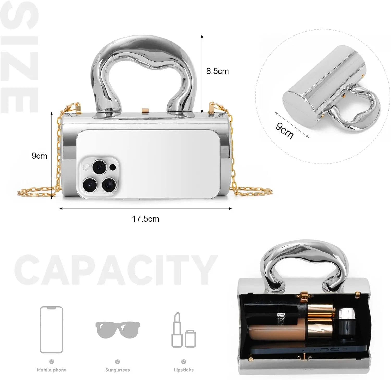 Oweisong Acrylic Handbag Tote for Women Gold Clutch Purse Top Handle Satchel Y2K Party Shoulder Bag with Top Handle 2025