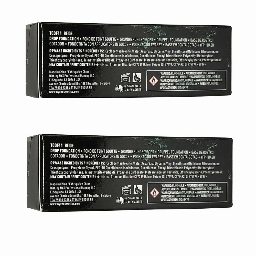 Pack of 2 NYX Total Control Drop Foundation, Beige # TCDF11