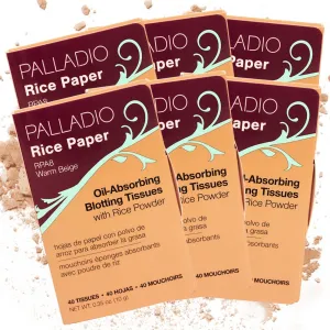Palladio Face Blotting Tissue Sheets Made from Natural Rice Powder for Oily Skin, Oil Absorbing Paper, 2 Sided, Instant Results, Warm Beige, 40 Count