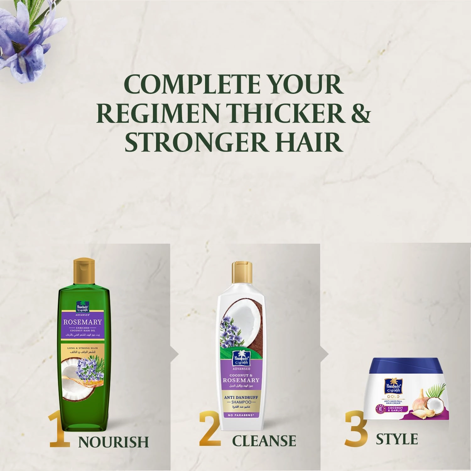 Parachute Advansed Rosemary Hair Oil with Coconut| For 2x Longer & Thicker Hair| Reduces Hairfall & Strengthens Hair| All Hair Types|No Parabens & Silicones| 10.1 Fl.oz.