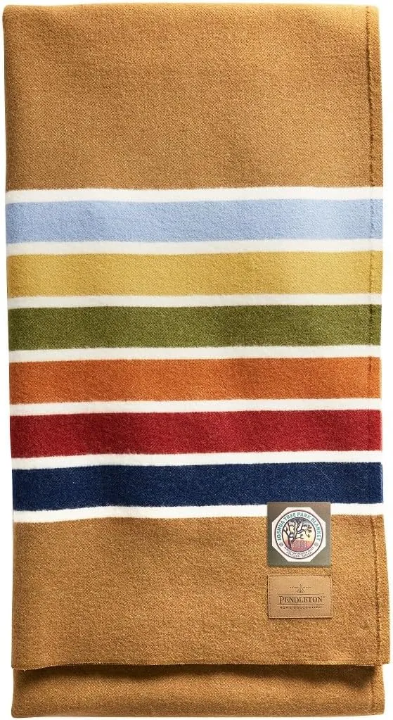 Pendleton National Park Blanket Full 80" x 90" - 100% Wool, Soft and Durable Throw for Home & Outdoor Adventures, Iconic Park Stripes Collectible Keepsake - Joshua Tree