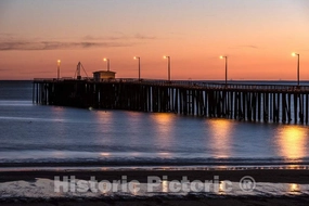 Photo - Sunset Over The Pacific Ocean at The pier in Pismo Beach, California- Fine Art Photo Reporduction 24in x 16in