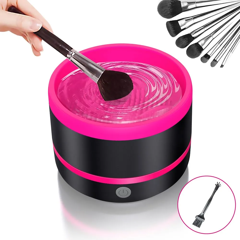 Pinkiou Electric Makeup Brush Cleaner, Makeup Brush Cleaner Machine IPX7 Waterproof USB Cosmetic Brush Cleaning Machine Suitable for All Size Beauty Makeup Brush Set