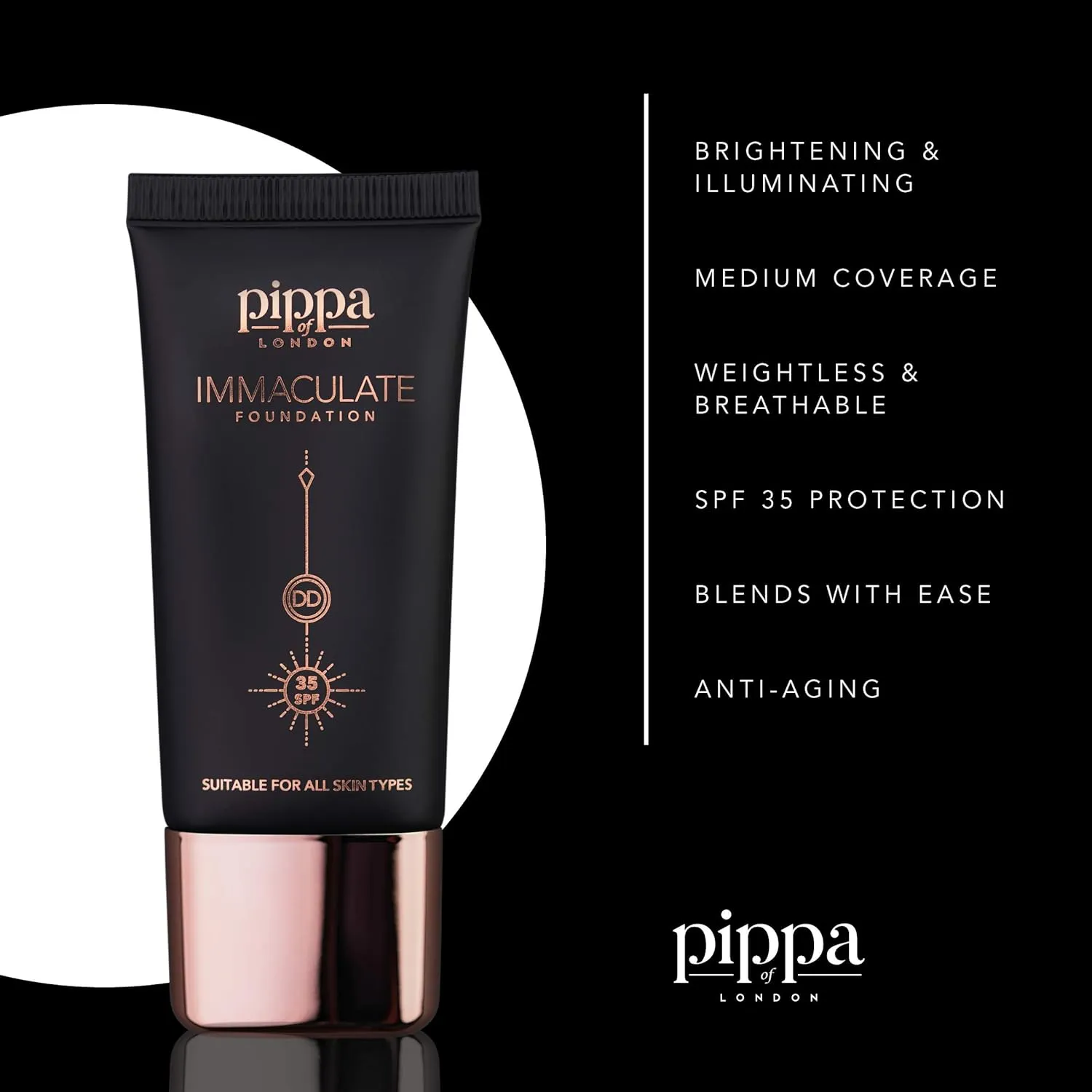 Pippa of London Immaculate Liquid Foundation, Cocoa 213, Lightweight, Medium Coverage, Matte Finish SP35