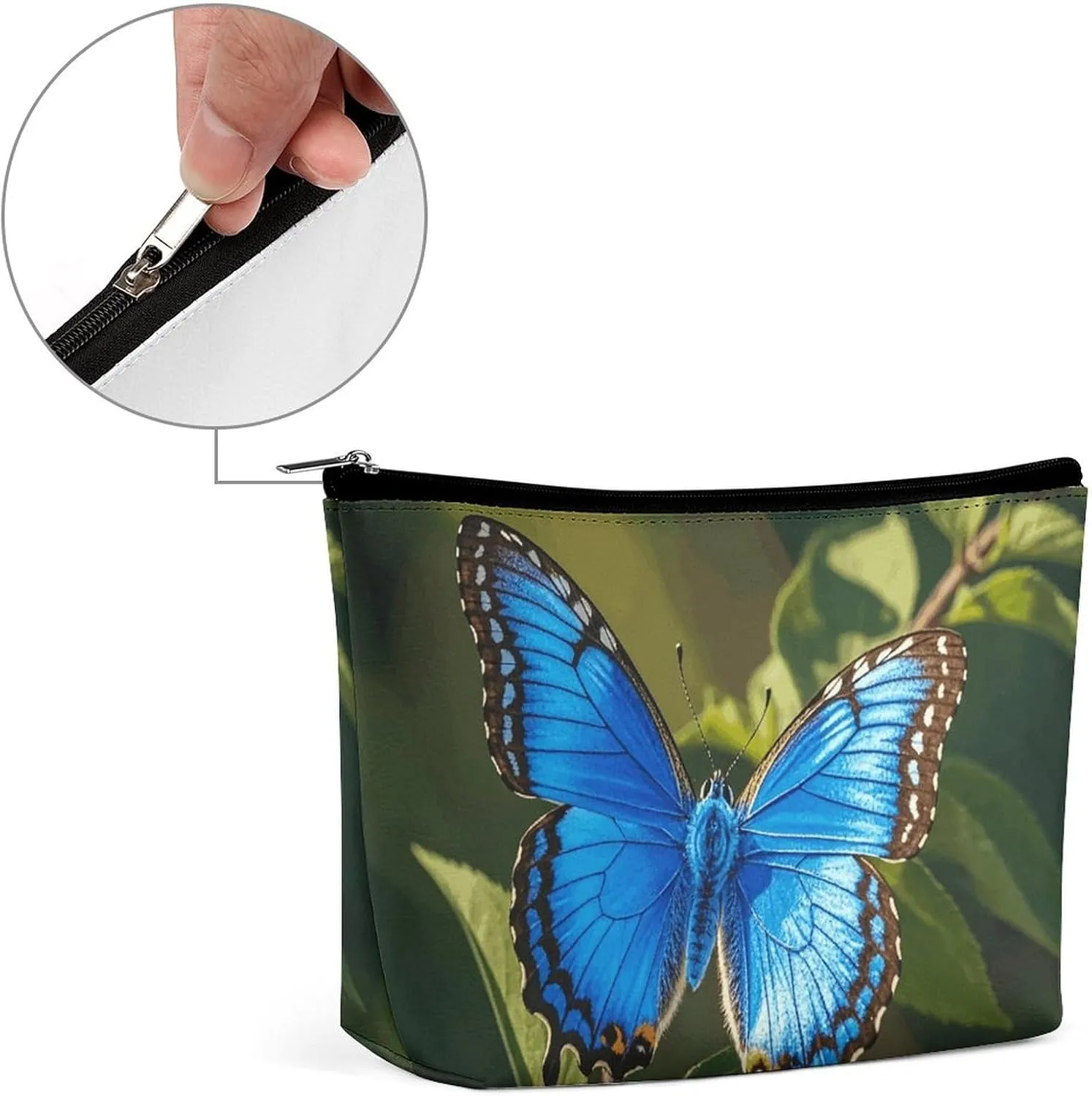 Portable Small Cosmetic Bag Cute Travel Makeup Bag Blue Butterfly Small Waterproof Toiletry Bag for Women