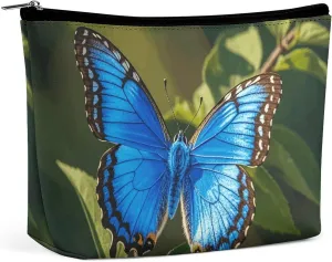 Portable Small Cosmetic Bag Cute Travel Makeup Bag Blue Butterfly Small Waterproof Toiletry Bag for Women
