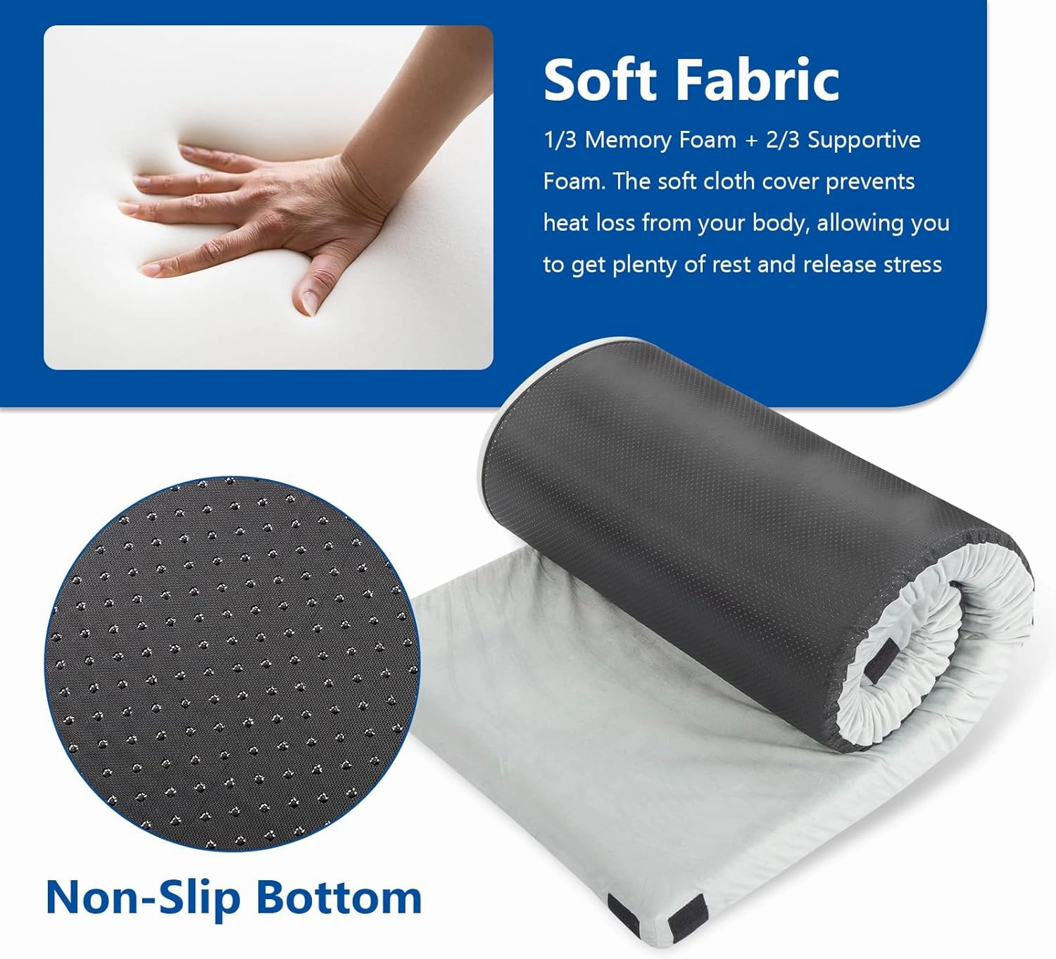 Portable Memory Foam Camping Pad,Roll Up Camping Bed Pad Floor Mat,75"x25"x2.5"Travel Mattress Lightweight Truck Bed Mattress for Camp Floor Sleeping Guest Rooms Travel
