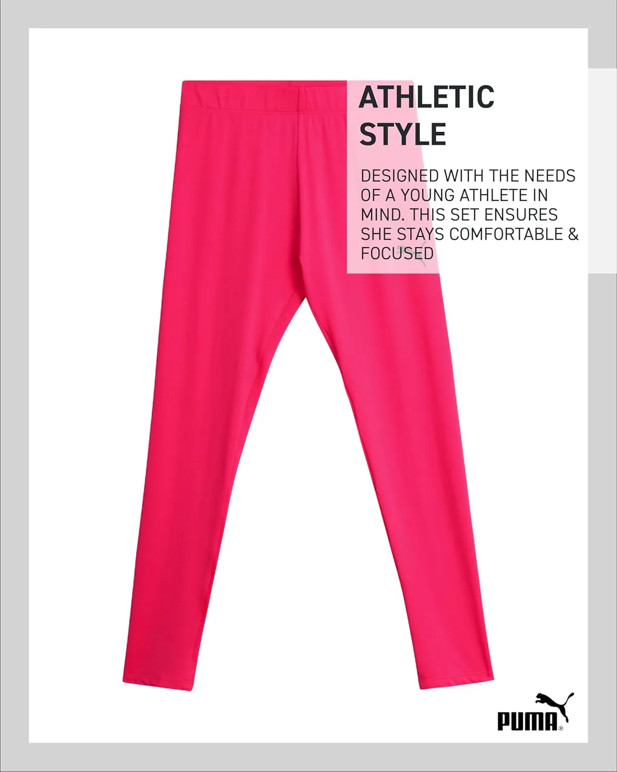 PUMA Girls Leggings Set - 3 Piece Athletic Pullover Long Sleeve Shirt, Top, and Leggings Active Wear Set for Girls (S-L)