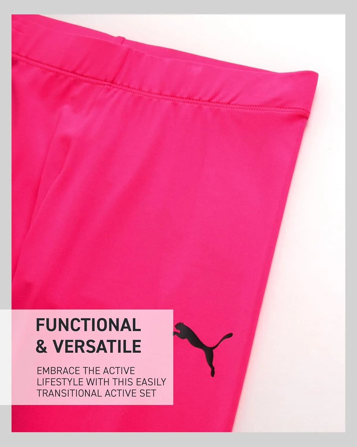 PUMA Girls Leggings Set - 3 Piece Athletic Pullover Long Sleeve Shirt, Top, and Leggings Active Wear Set for Girls (S-L)