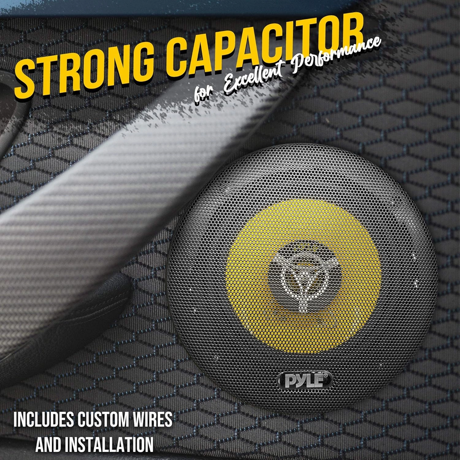 Pyle Car Two Way Speaker System - Pro 6.5 Inch 240 Watt 4 Ohm Mid Tweeter-Audio Sound Speakers For Car Stereo w/ 30 Oz Magnet Structure, 2.25” Mount Depth Fits Standard OEM -PLG6.2 (Pair) Yellow