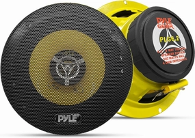 Pyle Car Two Way Speaker System - Pro 6.5 Inch 240 Watt 4 Ohm Mid Tweeter-Audio Sound Speakers For Car Stereo w/ 30 Oz Magnet Structure, 2.25” Mount Depth Fits Standard OEM -PLG6.2 (Pair) Yellow