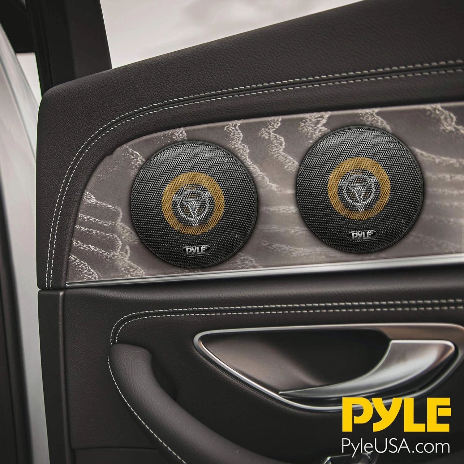 Pyle Car Two Way Speaker System - Pro 6.5 Inch 240 Watt 4 Ohm Mid Tweeter-Audio Sound Speakers For Car Stereo w/ 30 Oz Magnet Structure, 2.25” Mount Depth Fits Standard OEM -PLG6.2 (Pair) Yellow