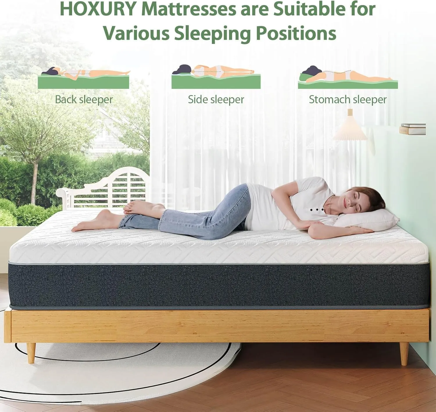 Queen Mattress, 10 Inch Green Tea Memory Foam Mattress in a Box, Medium Firm Queen Size Mattress