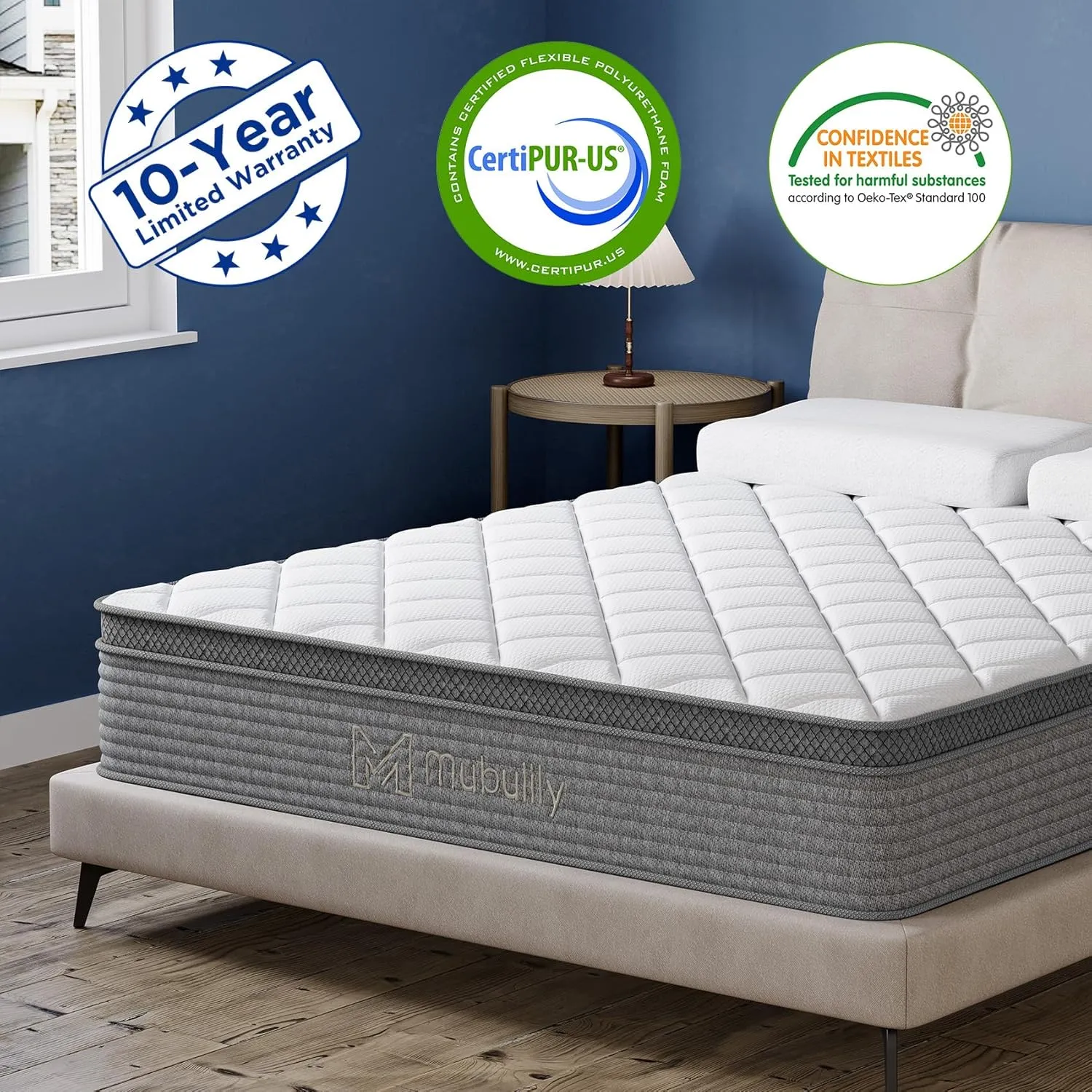 Queen Mattress,10 Inch Gel Memory Foam and Innerspring Hybrid Mattress in a Box with Individual Pocket Spring for Motion Isolation & Silent Sleep,CertiPUR-US,100 Nights Trial