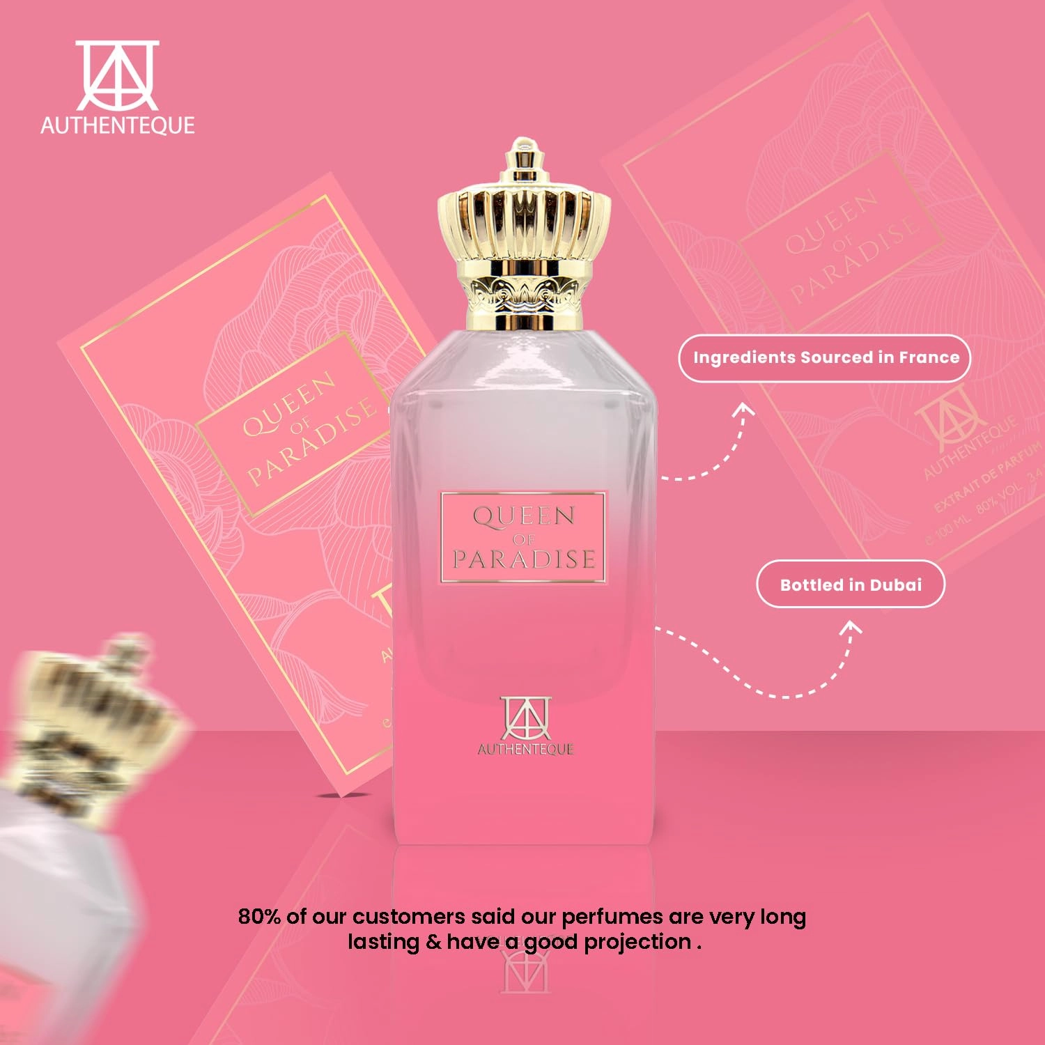 Queen of Paradise - Long lasting Arabian Perfumes for Women - Sweet Strawberry & Vanilla Fragrance - Extrait De Parfum 3.4oz (100ml) - Luxury Dubai Perfume, Exotic, EDP (100 Ml)