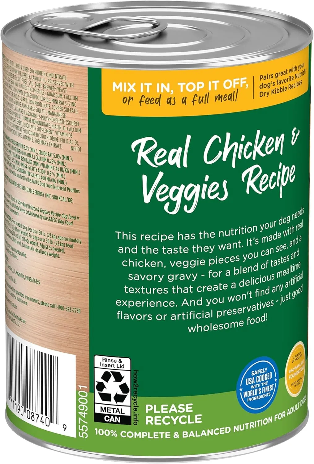 Rachael Ray Nutrish Chunks in Gravy Wet Dog Food Real Chicken & Veggies Recipe, 13 Ounce (Pack of 12)