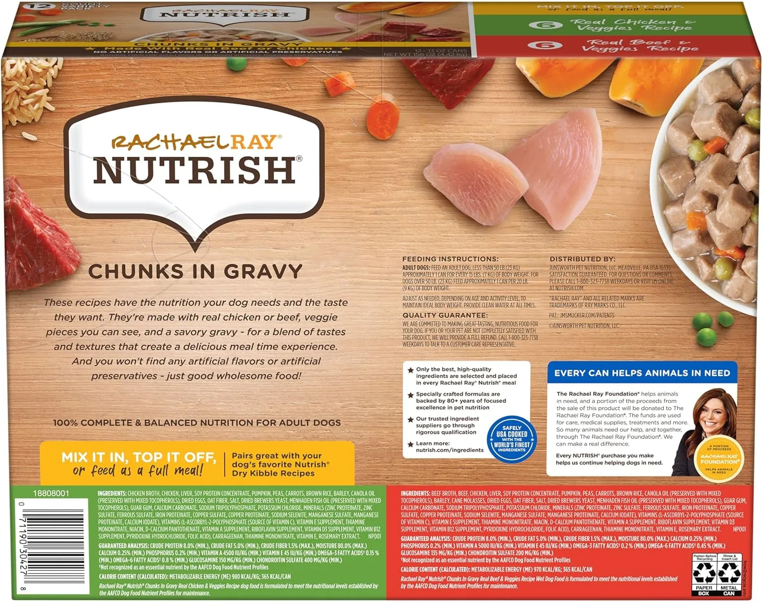 Rachael Ray Nutrish Chunks in Gravy Wet Dog Food Variety Pack, 13 Ounce (Pack of 12)
