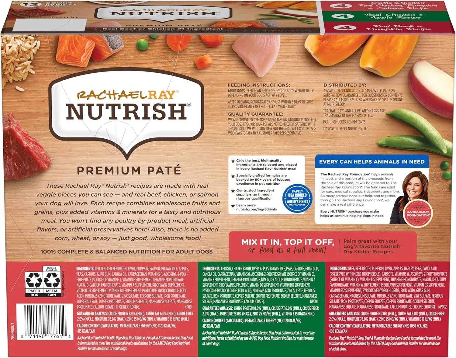 Rachael Ray Nutrish Wet Dog Food, Natural Food for Adult Dogs with Added Vitamins, Minerals & Nutrients, Beef, Chicken, and Gentle Digestion Variety Pack, 13 Ounce Can (Pack of 12)