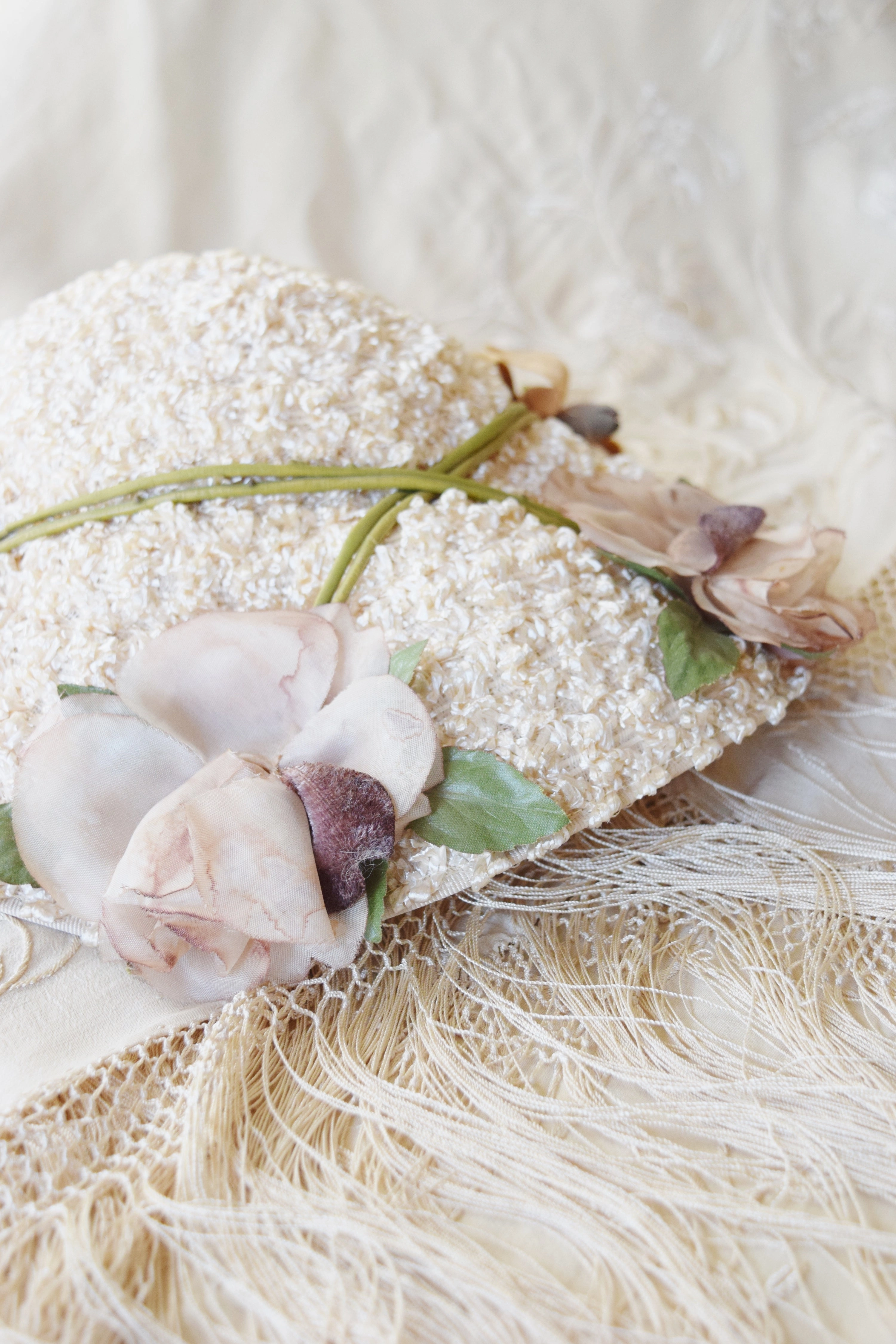 Rafia   Floral Brimmed Hat | 1950s