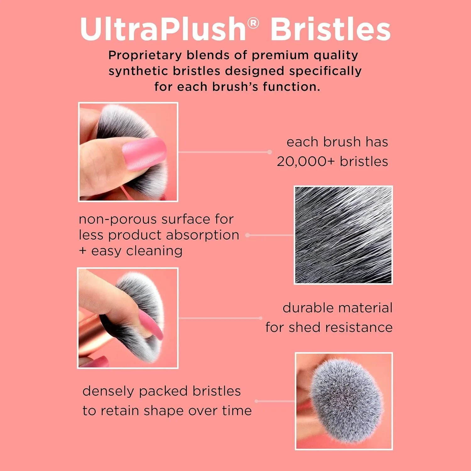 Real Techniques Complexion Blender Makeup Brush, Professional Foundation, Primer, & Moisturizer Face Brush, Uniquely-Cut Synthetic Bristles, Skincare & Makeup Tool, Vegan & Cruelty-Free, 1 Count