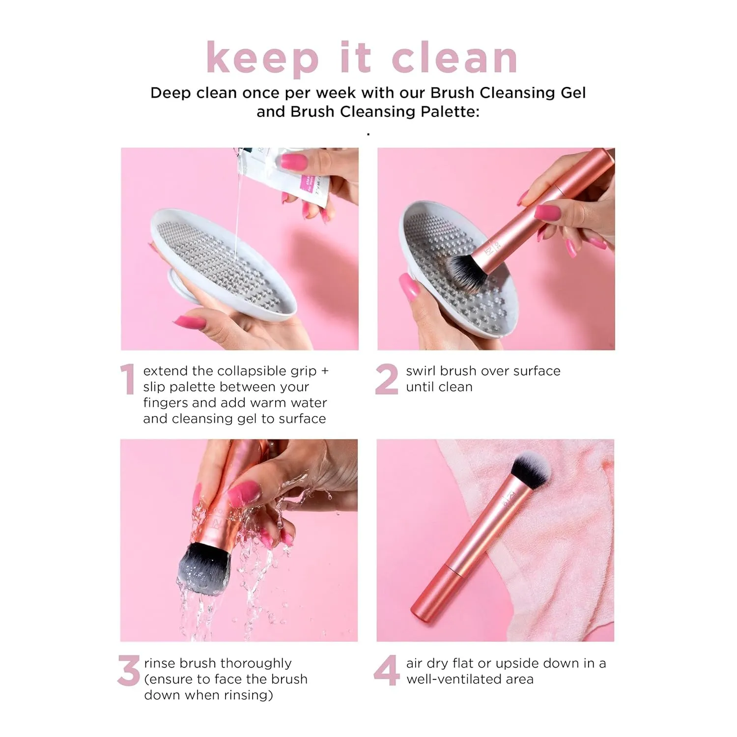 Real Techniques Complexion Blender Makeup Brush, Professional Foundation, Primer, & Moisturizer Face Brush, Uniquely-Cut Synthetic Bristles, Skincare & Makeup Tool, Vegan & Cruelty-Free, 1 Count