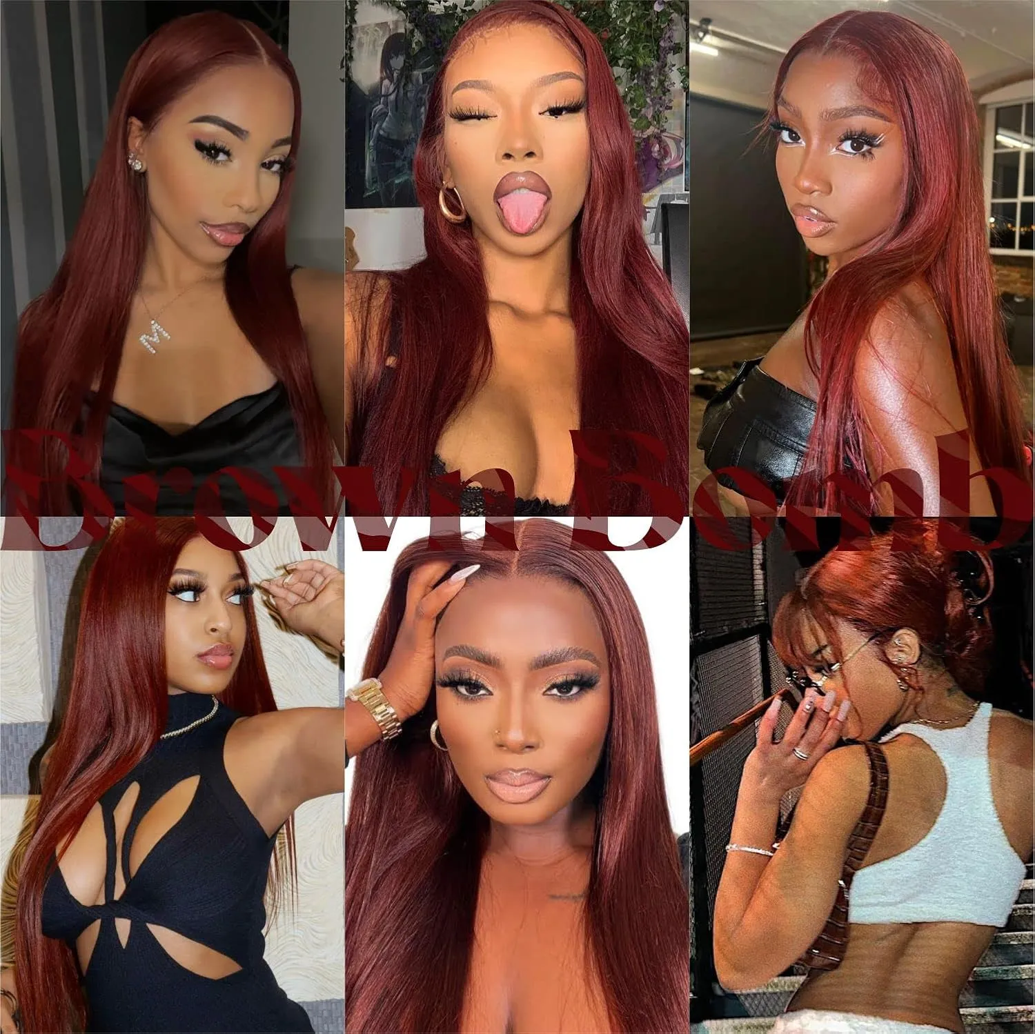 Reddish Brown Lace Front Wigs Pre Plucked Ready to Wear, HD Glueless 13X5X1 Synthetic Lace Front Wigs for Women 180 Density, Rich Reddish Brown Wig