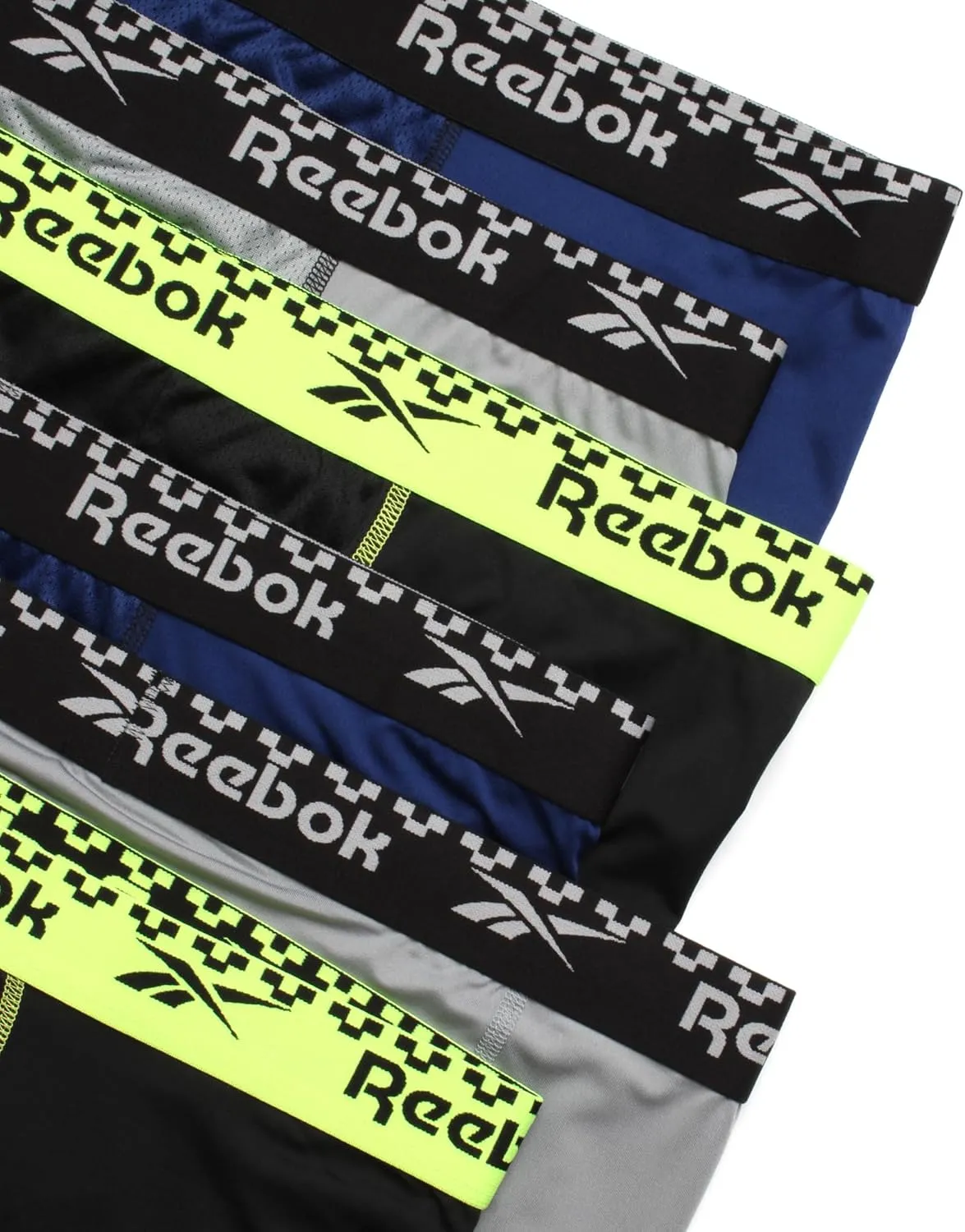 Reebok Men's Boxer Briefs - 6 Pack Long Leg Breathable Performance Big and Tall Underwear Pack Boxers for Men (Sizes: 2X-4XL)