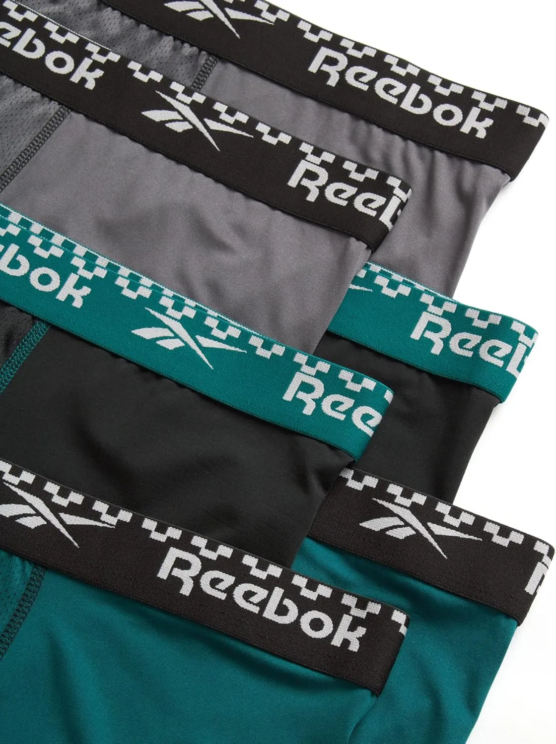 Reebok Men's Boxer Briefs - 6 Pack Long Leg Breathable Performance Big and Tall Underwear Pack Boxers for Men (Sizes: 2X-4XL)