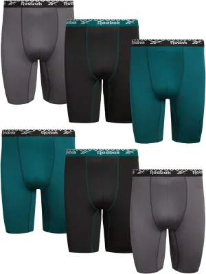 Reebok Men's Boxer Briefs - 6 Pack Long Leg Breathable Performance Big and Tall Underwear Pack Boxers for Men (Sizes: 2X-4XL)