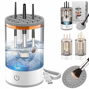 Rinse Hero Brush Cleaner, Rinse Hero Makeup Brush Cleaner, Automatic Cosmetic Brush Cleaner, Electric Makeup Brush Cleaner for Deep Cleaning All Types of Brushes (White, Plug-in)
