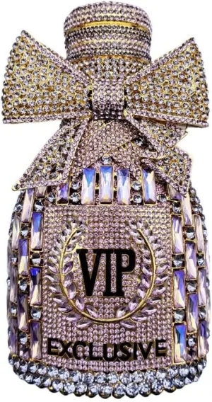 RomanticDesign Women Champagne Bottle Rhinestone Evening Clutch Bride Purse Chic Bowknot Crystal Handbag for Party Prom