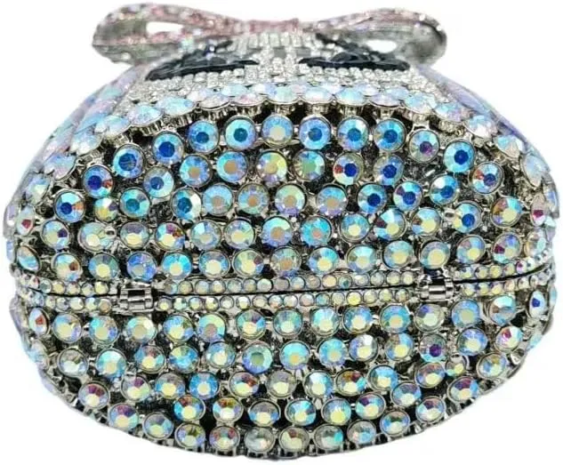 RomanticDesign Women Champagne Bottle Rhinestone Evening Clutch Bride Purse Chic Bowknot Crystal Handbag for Party Prom