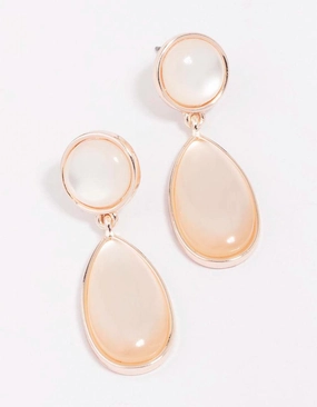 Rose Gold Double Cat Eye Drop Earrings