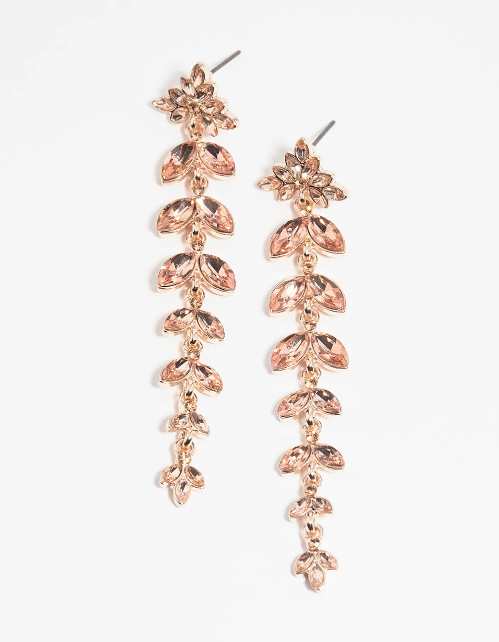 Rose Gold Navette Diamante Drop Earrings