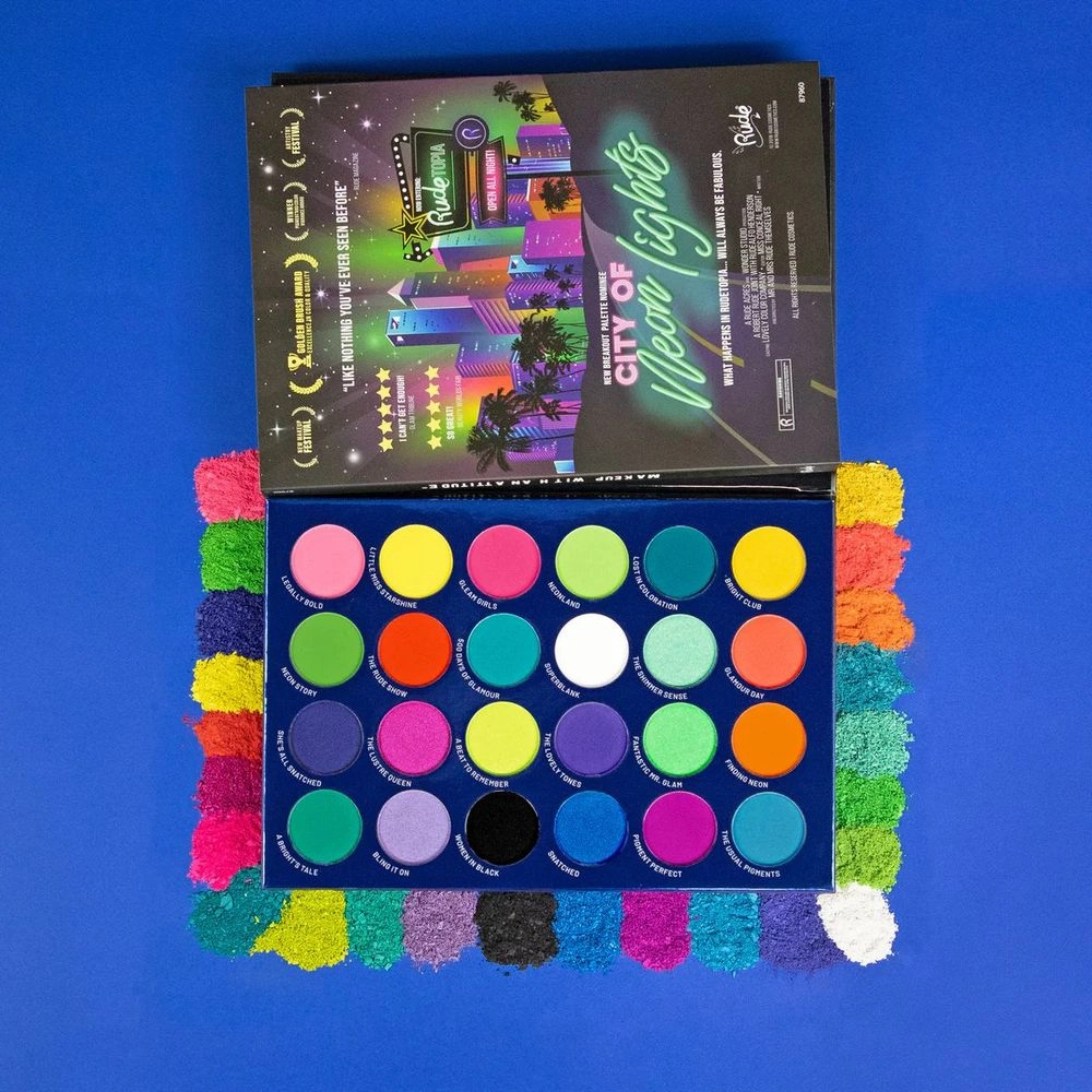 Rude Cosmetics City of Neon Lights - 24 Vibrant Pigment & Eyeshadow Palette