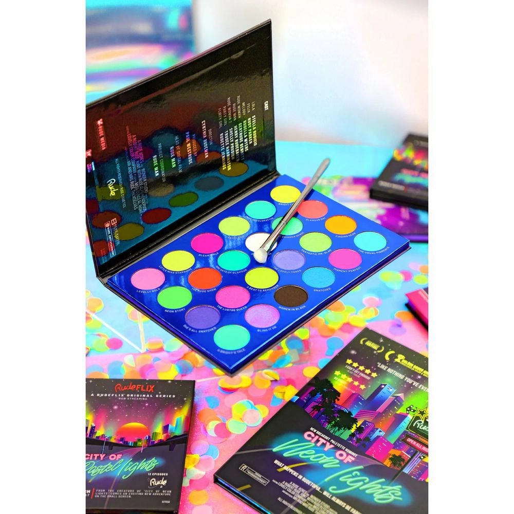 Rude Cosmetics City of Neon Lights - 24 Vibrant Pigment & Eyeshadow Palette