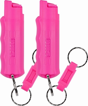 SABRE Pepper Spray, Supports National Breast Cancer Foundation, Maximum Police Strength OC Spray, Quick Release Keychain for Easy Carry and Fast Access, Finger Grip for More Accurate Aim, 25 Bursts