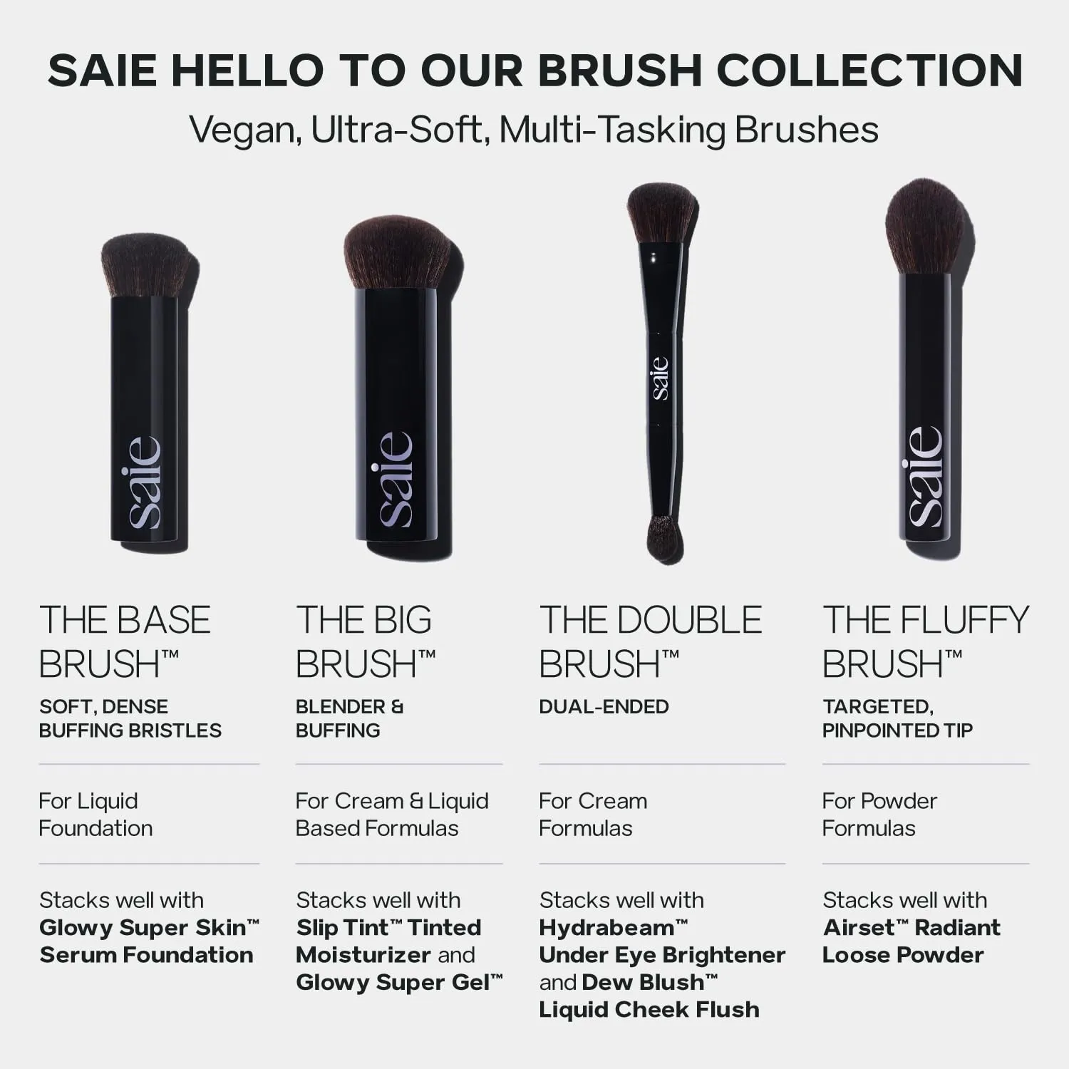 Saie The Big Brush - Soft, Multi-Use Liquid Foundation Brush for Buffing, Blending & Building - Dense Makeup Brush with Cruelty-Free, Synthetic Bristles (1 Count)