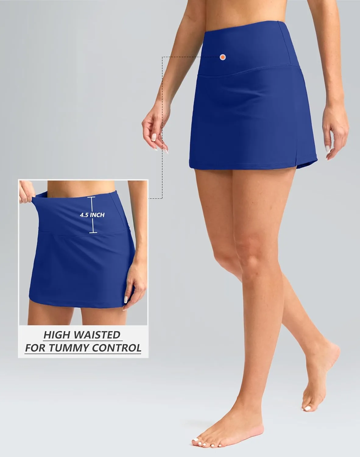SANTINY Women's High Waisted Swim Skirt with Pocket Tummy Control Tankini Swimsuit Bathing Suit Bottoms for Women